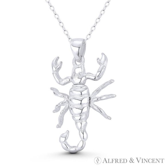 Scorpio the Scorpion Zodiac Sign Charm Pendant in .925 Sterling Silver - Picture 1 of 1